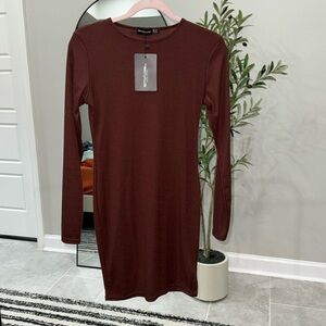Brown long sleeve mini dress